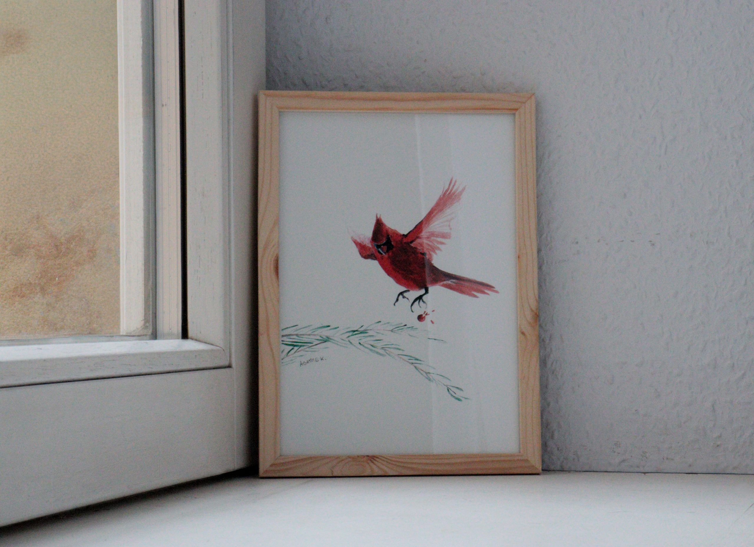 cardinal-rouge-peinture-acrylique-edition-limitee-agathe-de-kermenguy